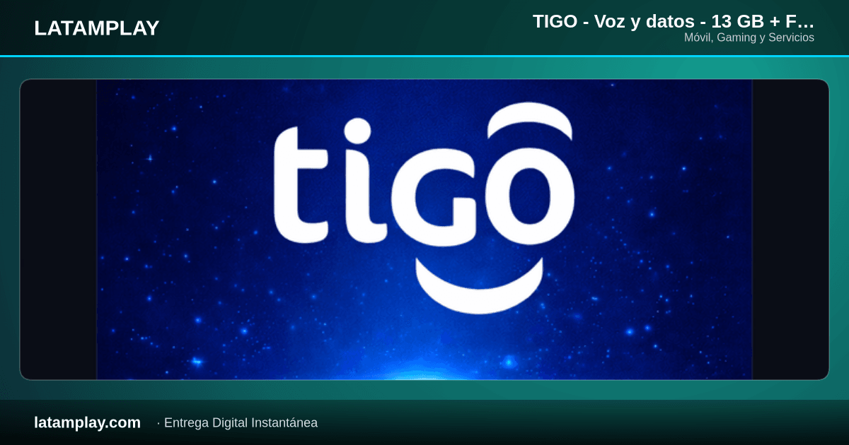 TIGO - Voz y datos - 13 GB + Facebook y Whatsapp + Min Ilimit x 30 DIAS - Comprar en LATAMPLAY Colombia